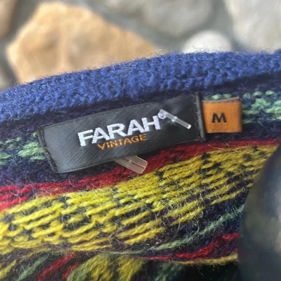 Rare*‎ Farah Vintage fair ice nordic cardigan wool Sweater - Picture 11 of 13